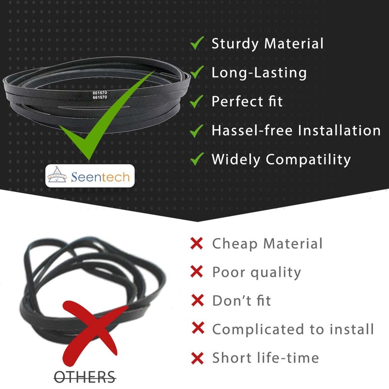 Seentech 661570 Dryer Drum Belt - Compatible with Whirlpool & Kenmore Dryers - Replaces Part Numbers 661570V AP5983729 3387610 3389728 3393999 339728 661570VP PS11722115 - Image 5
